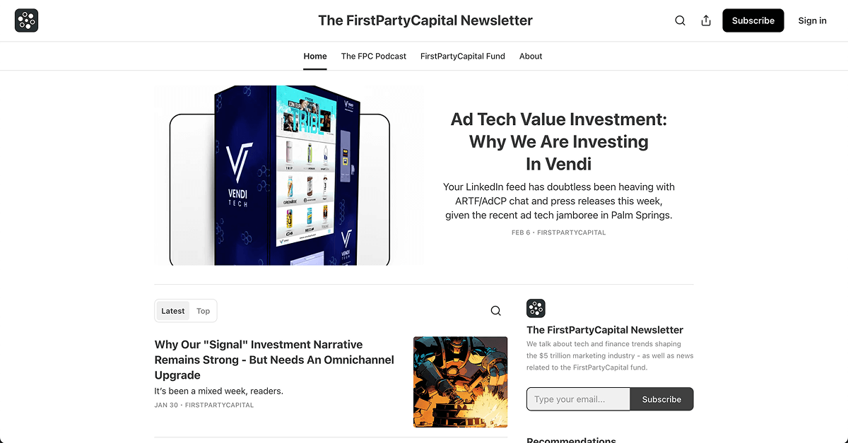 The FirstPartyCapital Newsletter