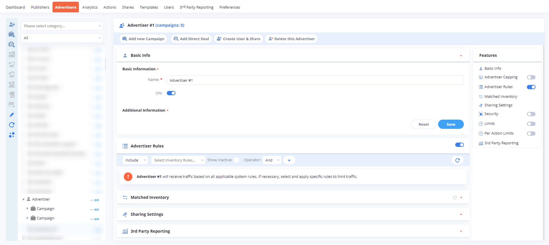 Advertisers in the 3rd-party ad server