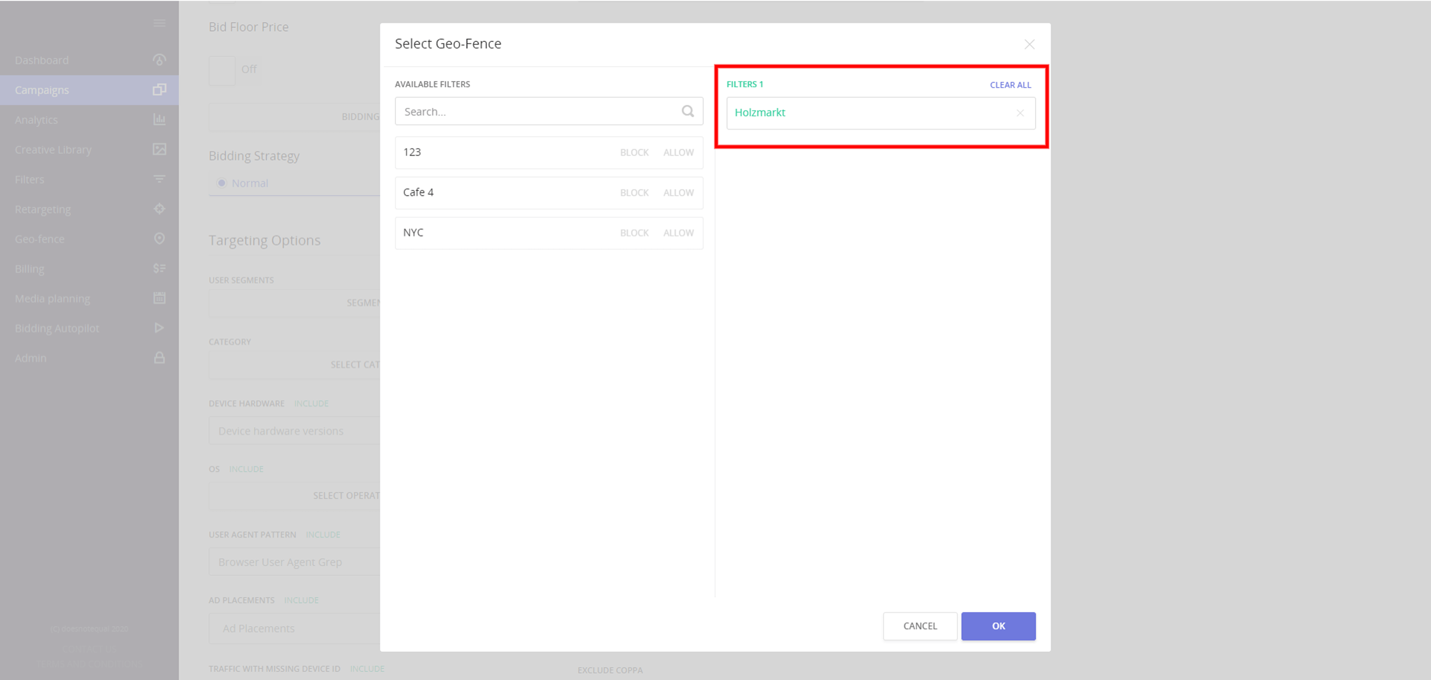 Active Geofencing in Epom WL DSP