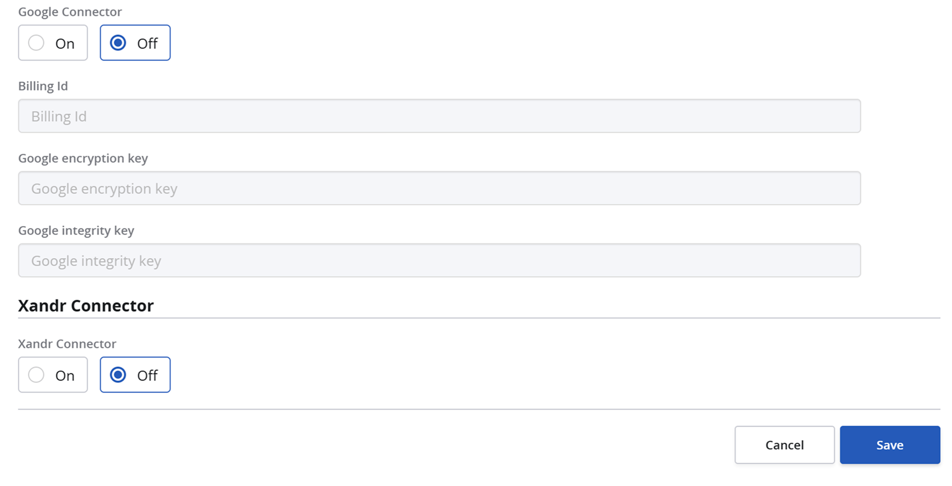 Connector Settings Save Screen