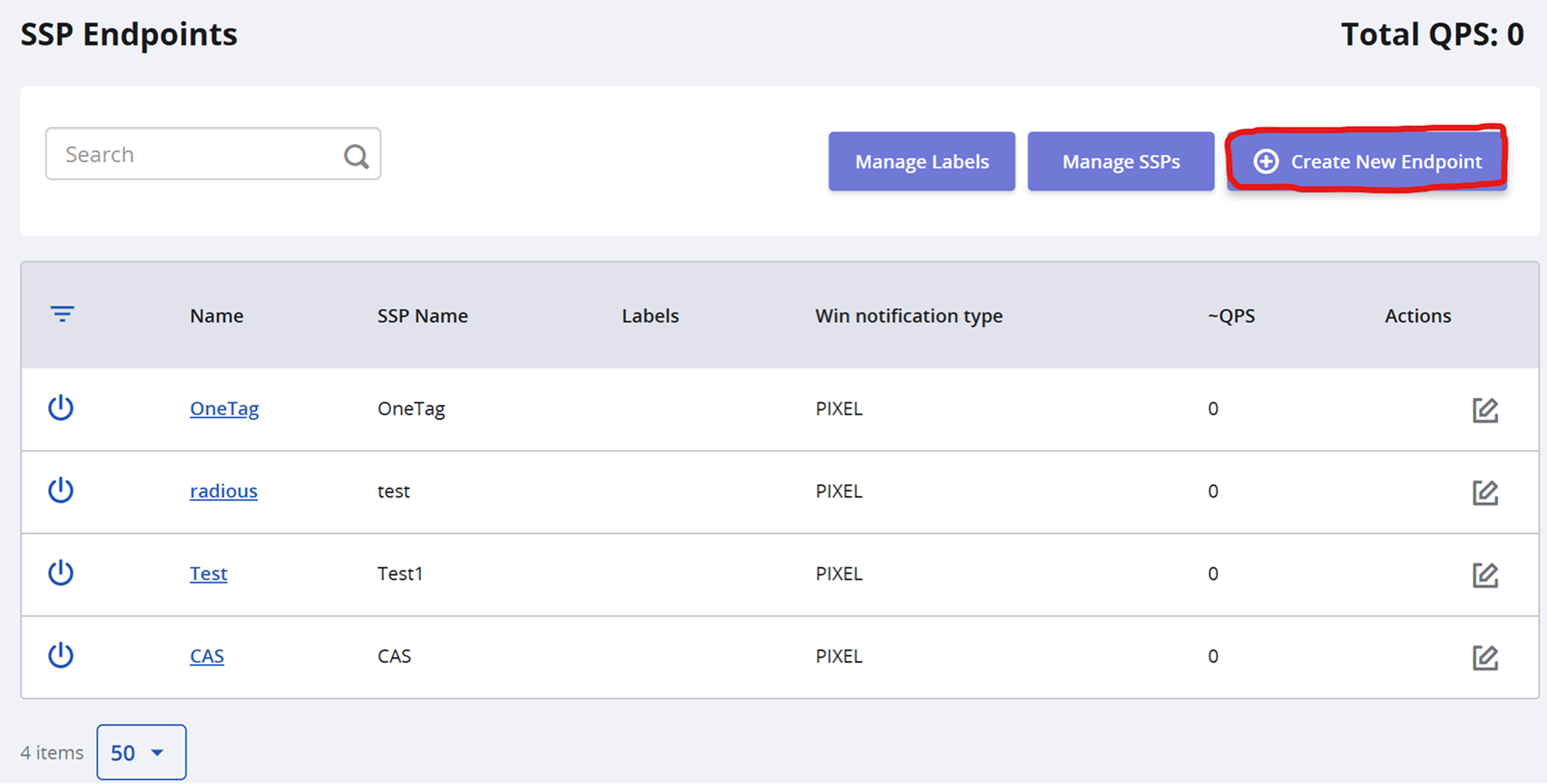New Endpoint on SSP Endpoints Screen