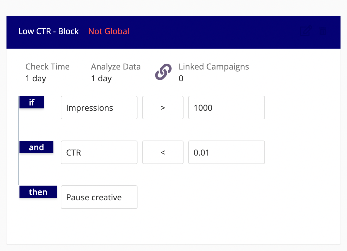 bidding rule example in Epom WL DSP