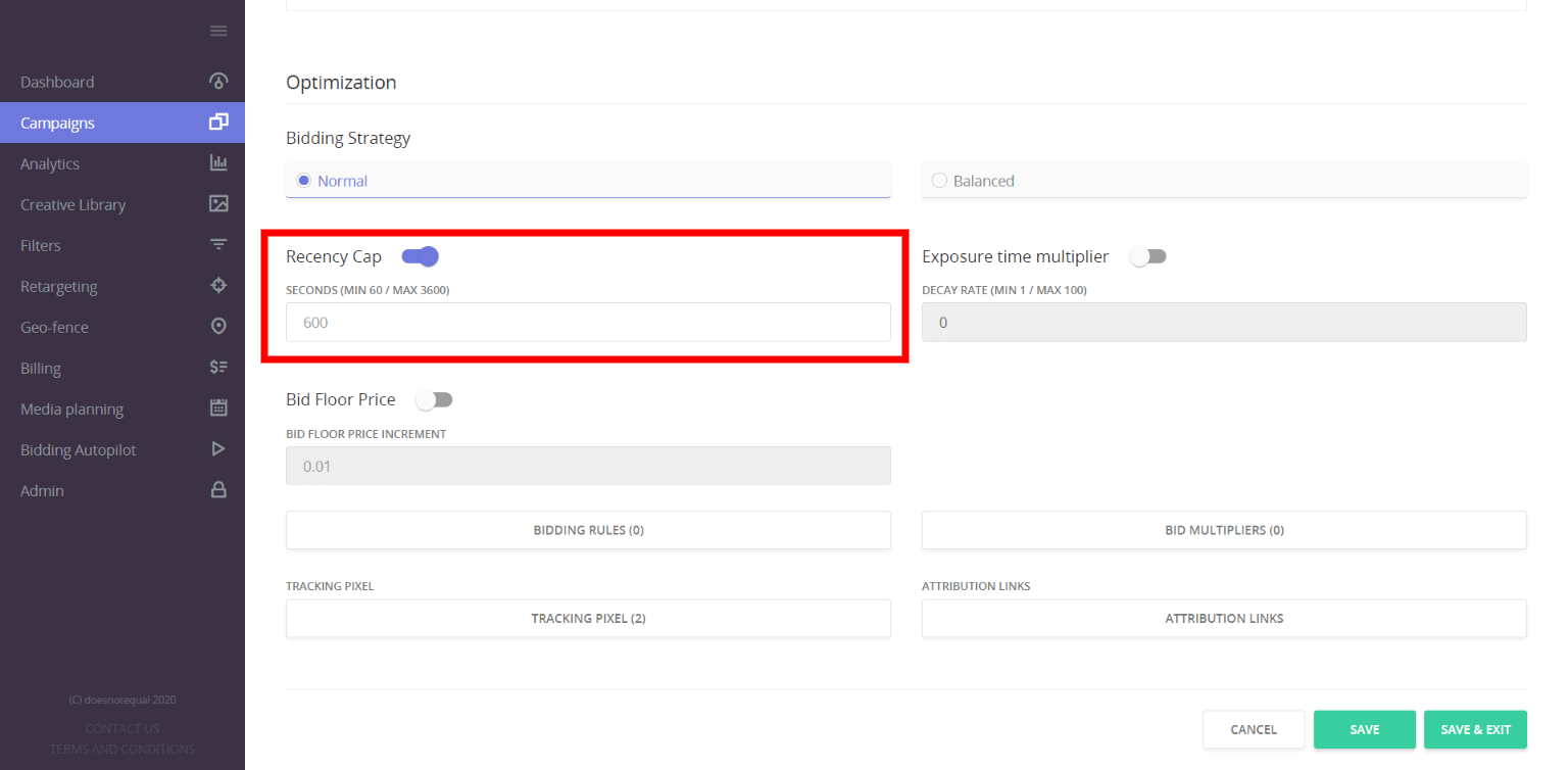 Epom DSP recency capping