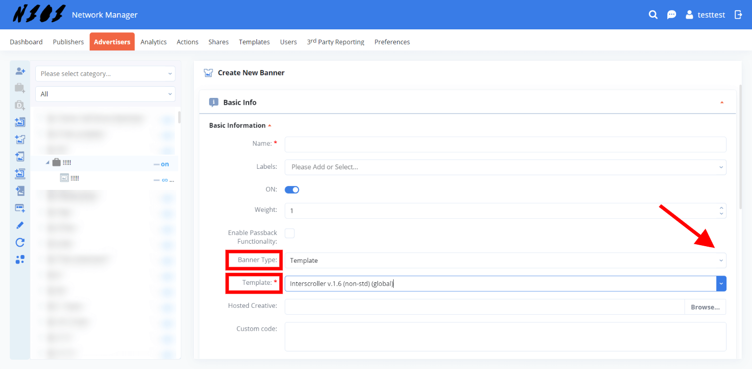 king interscroller banner type