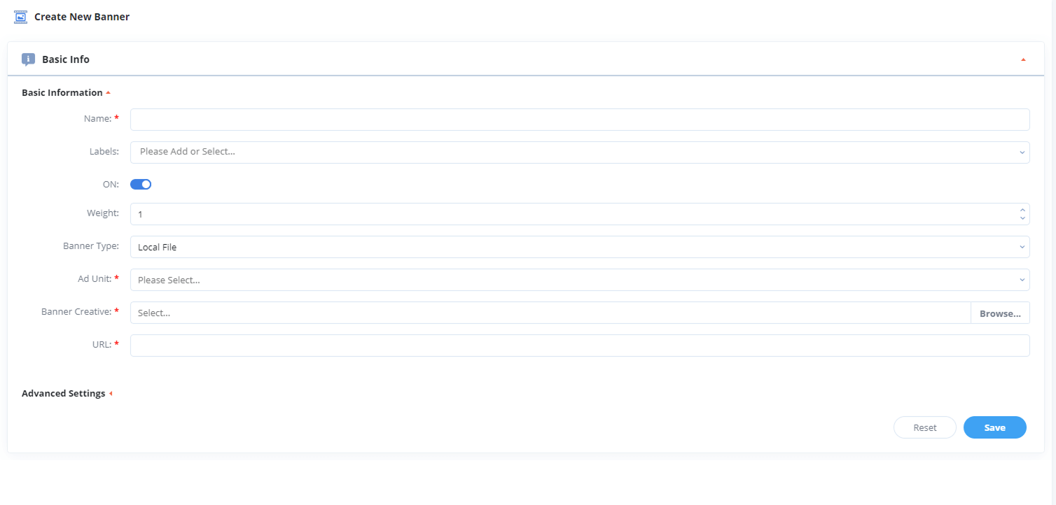 Create a New Banner in Epom Ad Server